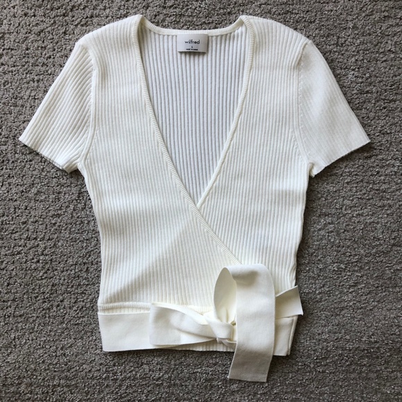 Wilfred Cream Wrap Short Sleeve Sweater - Picture 1 of 1